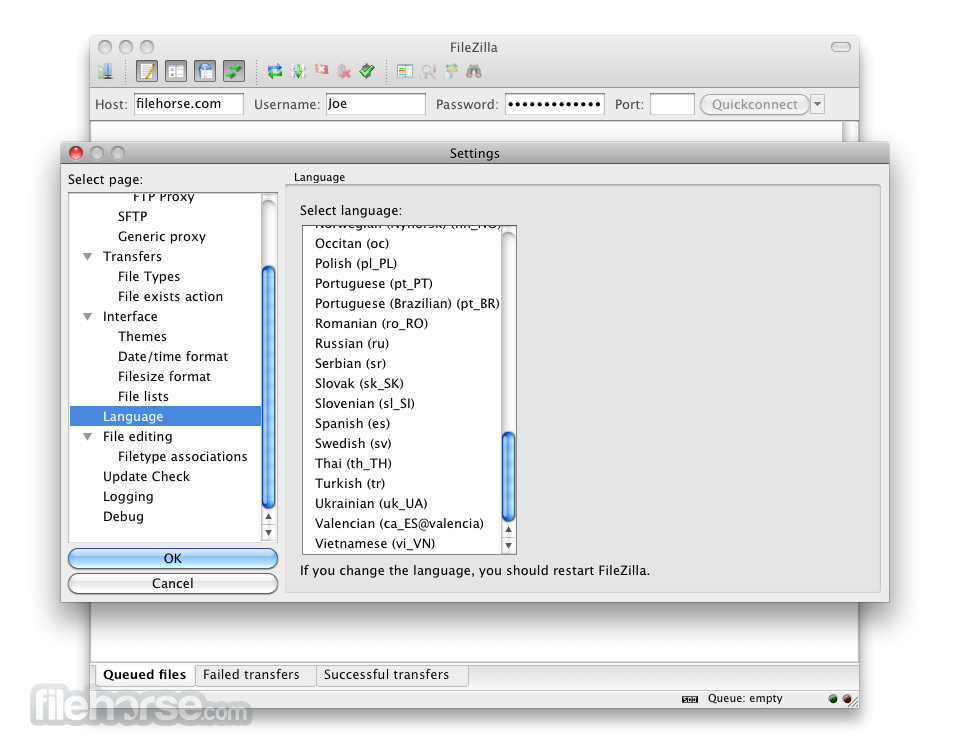 commands filezilla for mac